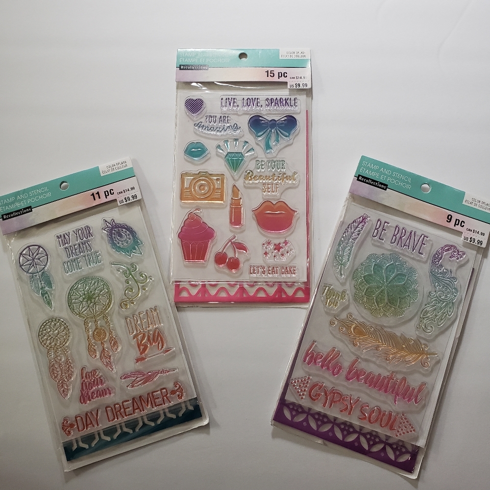 3 Recollections Stamp & Stencil Bundle Lot